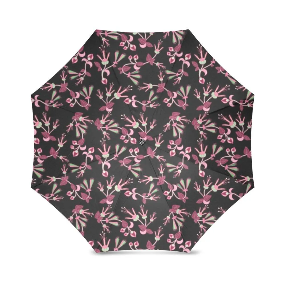 Floral Green Black Foldable Umbrella