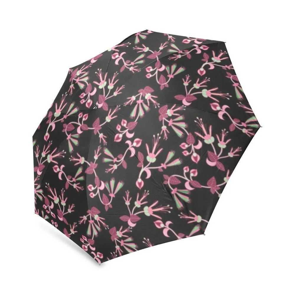 Floral Green Black Foldable Umbrella