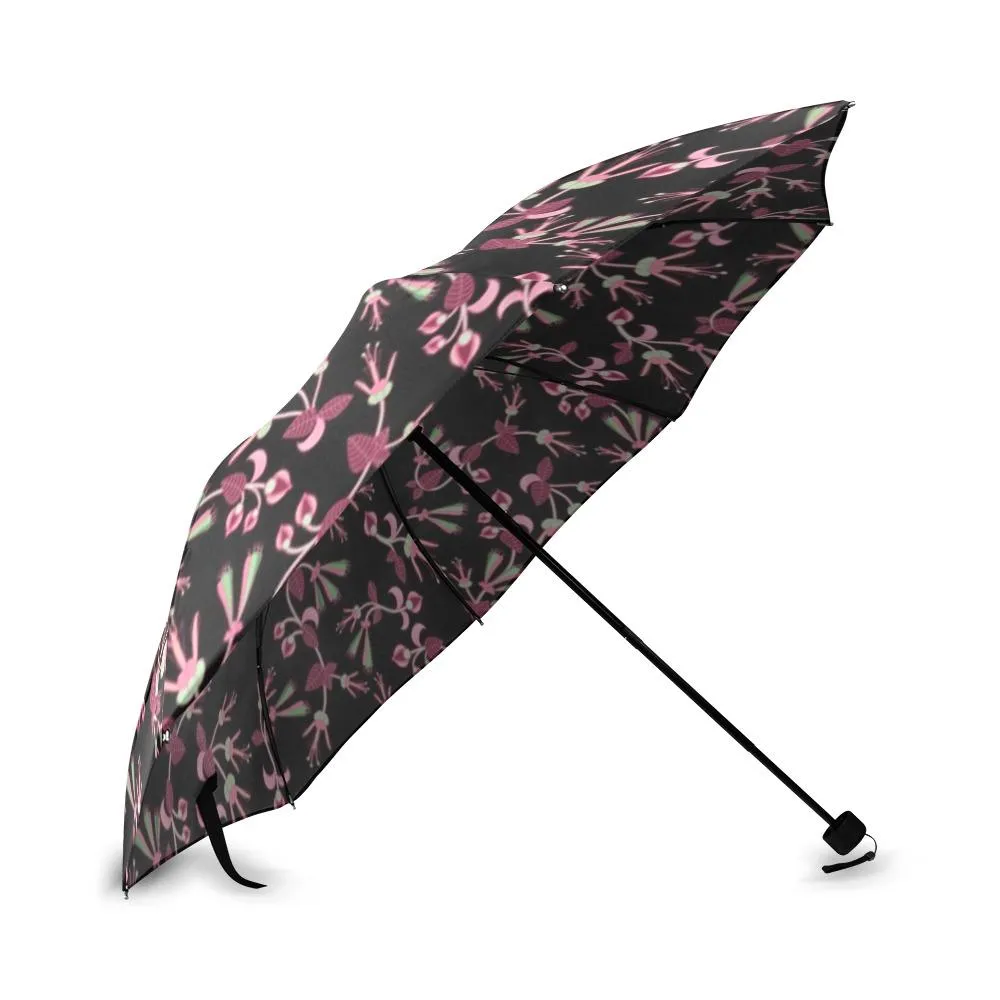 Floral Green Black Foldable Umbrella