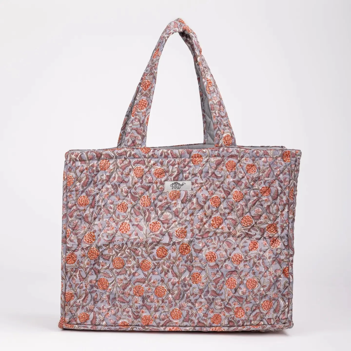 Floral Quilted Tote Bag Utility Diaper Bag Origin Pink