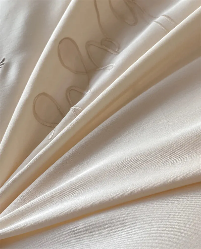 Flytonn-Vintage French Princess Bedding Set 1000TC Egyptian Cotton Flowers Embroidery Ruffles Duvet Cover Set Bed Sheet Pillowcases 4Pcs