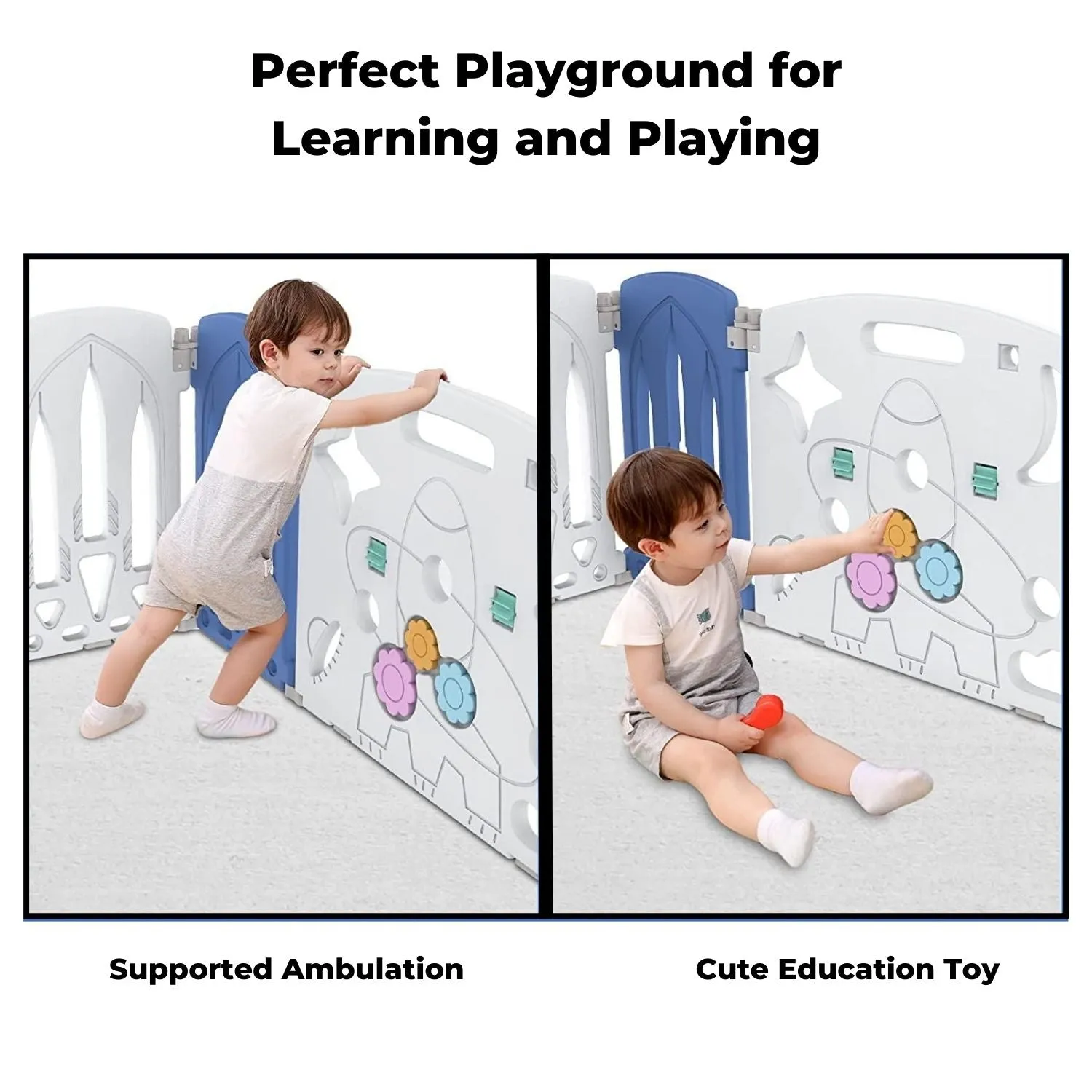 Foldable Adjustable Baby Playpen with 16 Panels HDPE