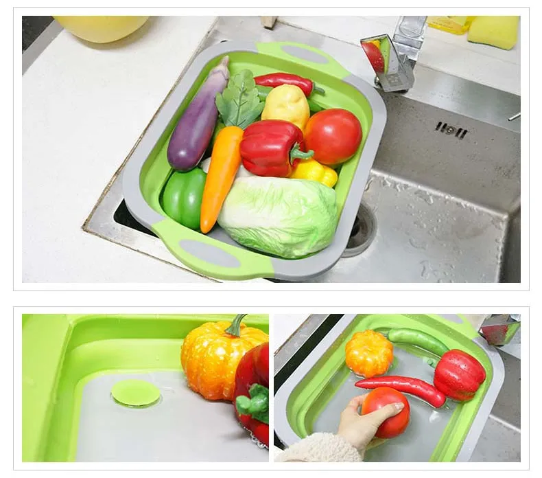 Foldable Cutting Board with Colanders Kitchen Chopping Boards