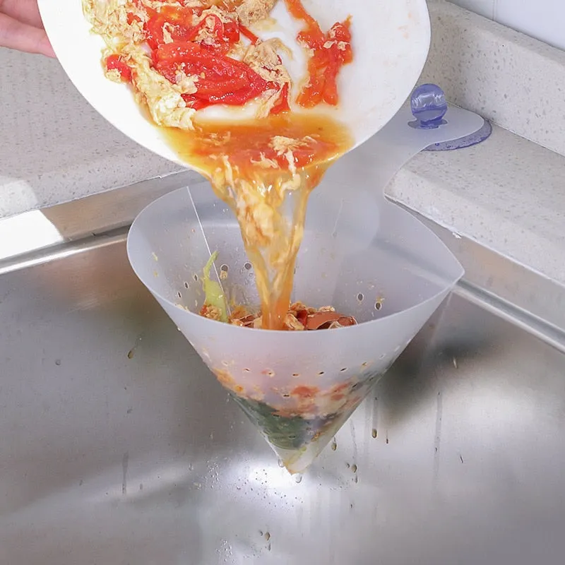 Foldable Sink Filter Self-standing Kitchen Antiblocking Food Strainer