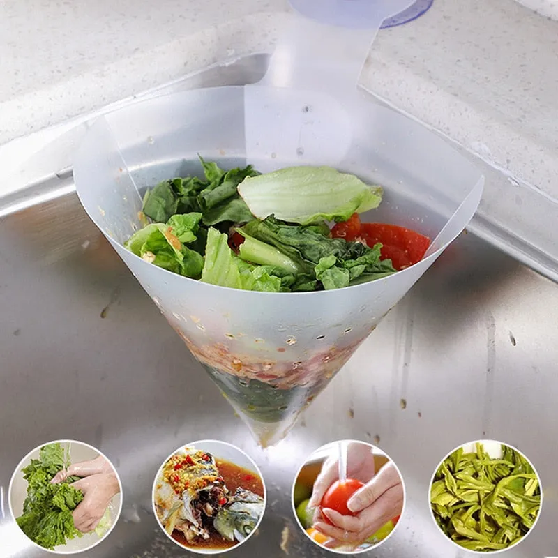 Foldable Sink Filter Self-standing Kitchen Antiblocking Food Strainer