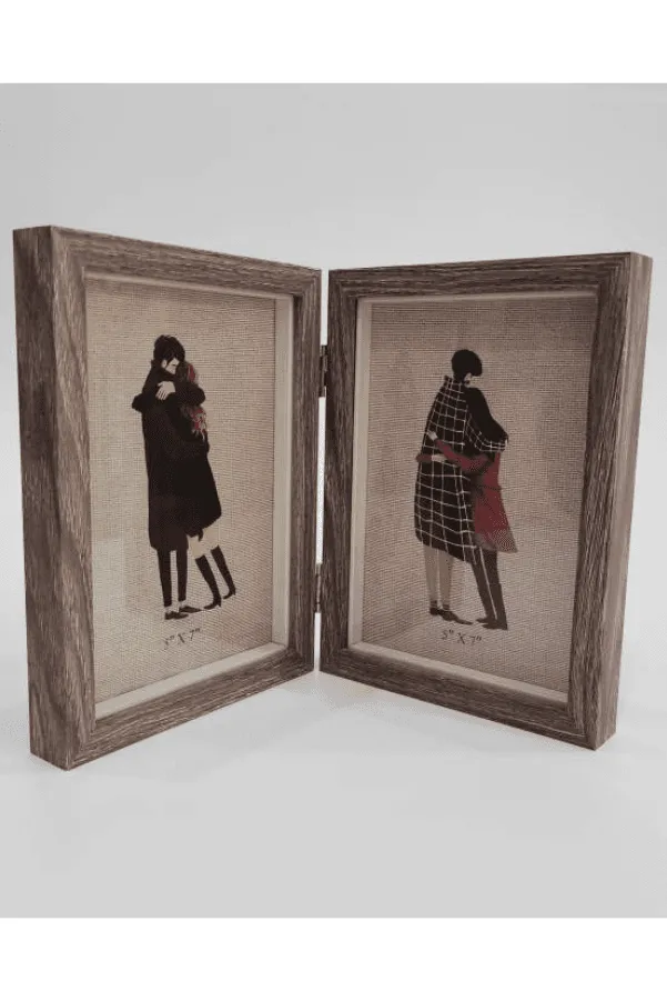 Foldable Wooden Photo Frame: Versatile Display Solution for Cherished Memories (2 photos) (Grey)