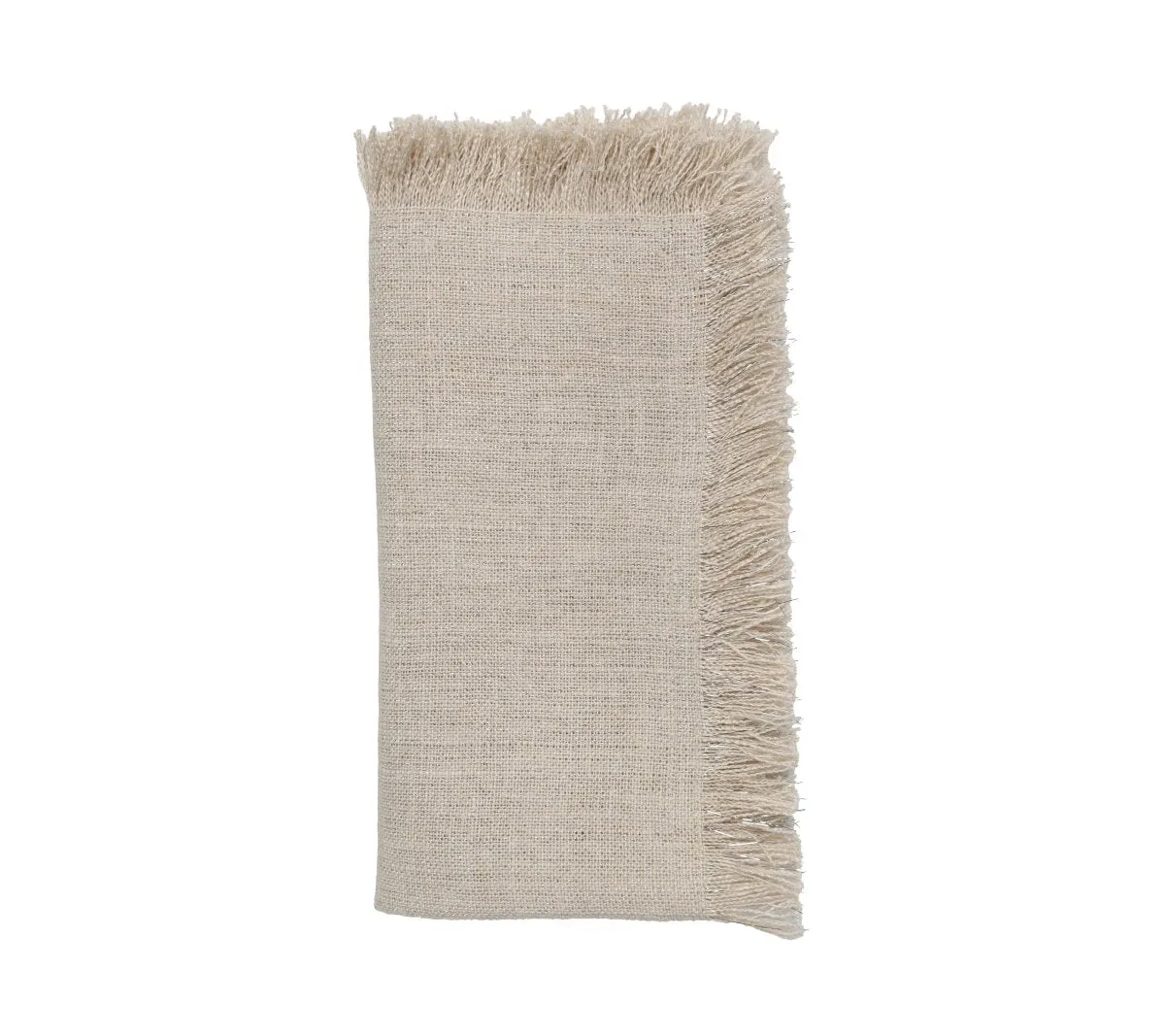 Fringe Napkin in Natural & Silver Set of 4 by Kim Seybert