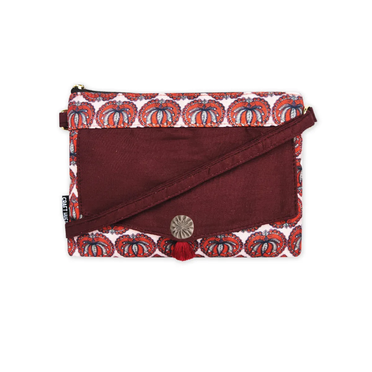 Front Flap Sling Bag- Madhubani Lotus