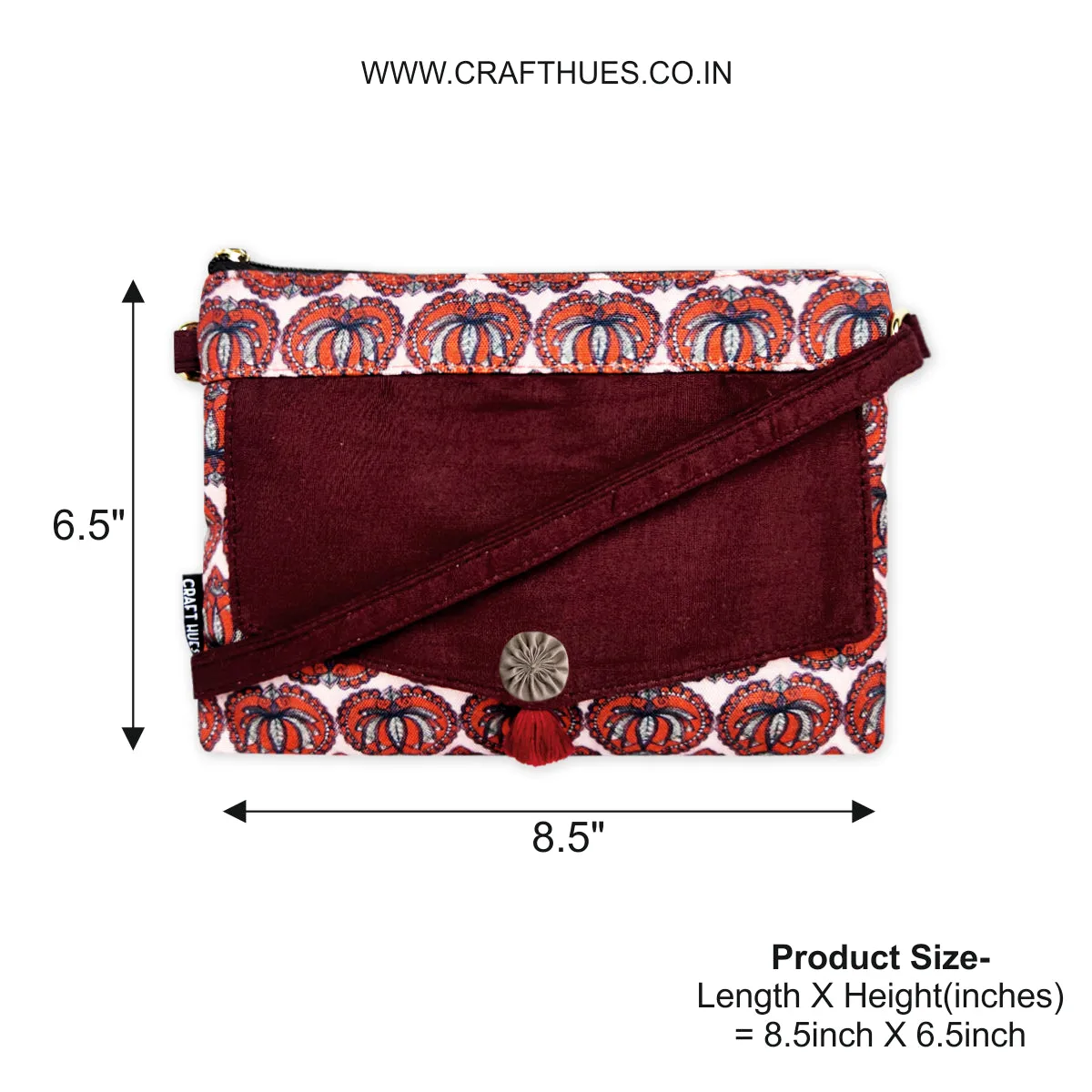 Front Flap Sling Bag- Madhubani Lotus