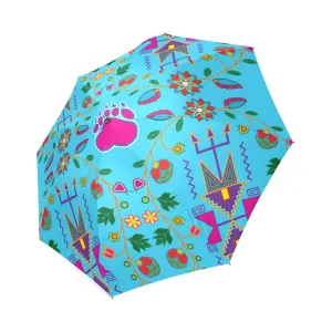 Geometric Floral Fall-Sky Blue Foldable Umbrella