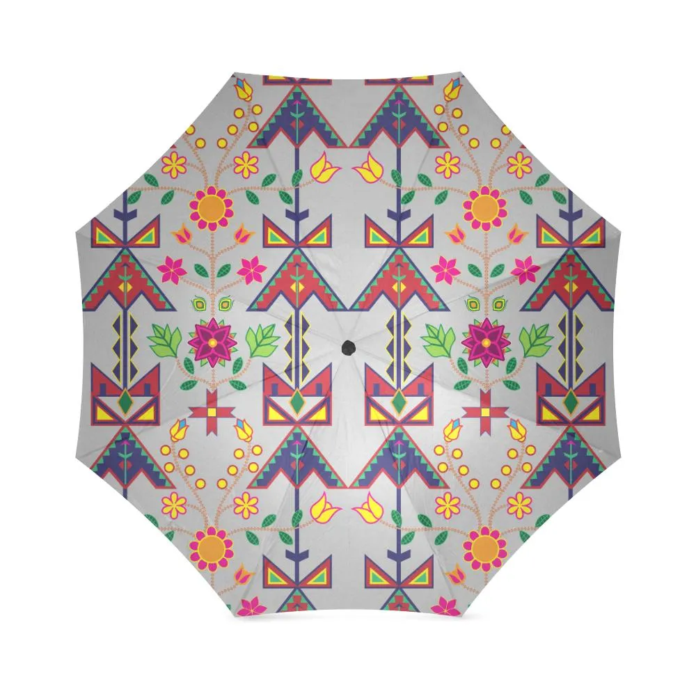 Geometric Floral Spring-Gray Foldable Umbrella