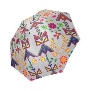 Geometric Floral Spring-Gray Foldable Umbrella