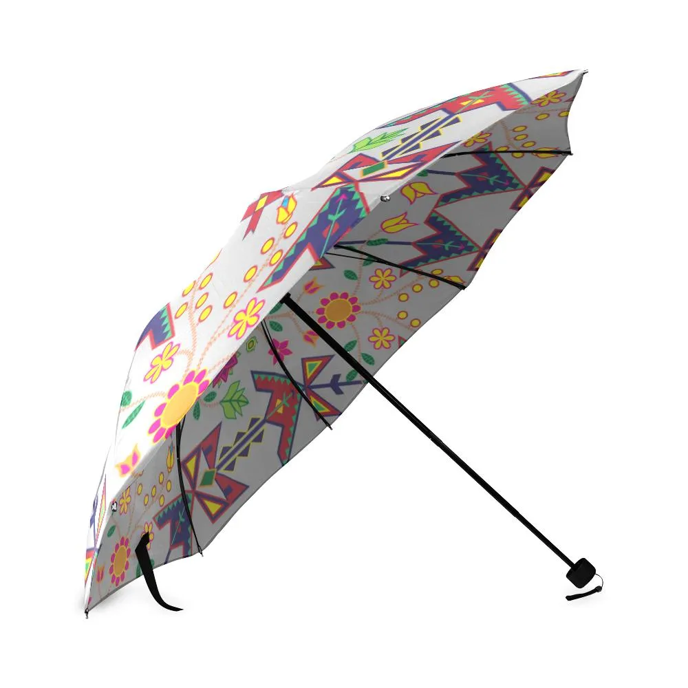 Geometric Floral Spring-Gray Foldable Umbrella