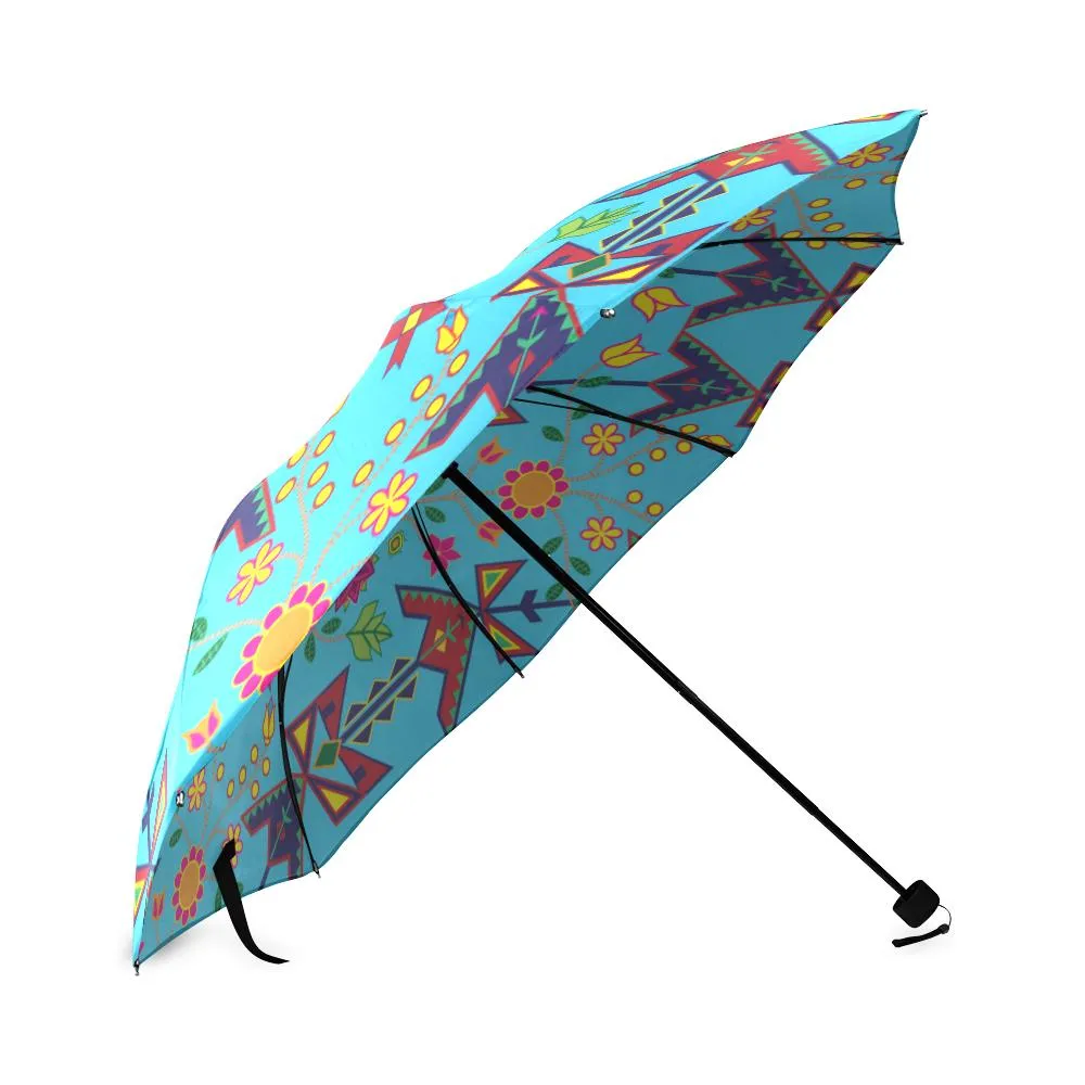 Geometric Floral Spring-SKy Blue Foldable Umbrella
