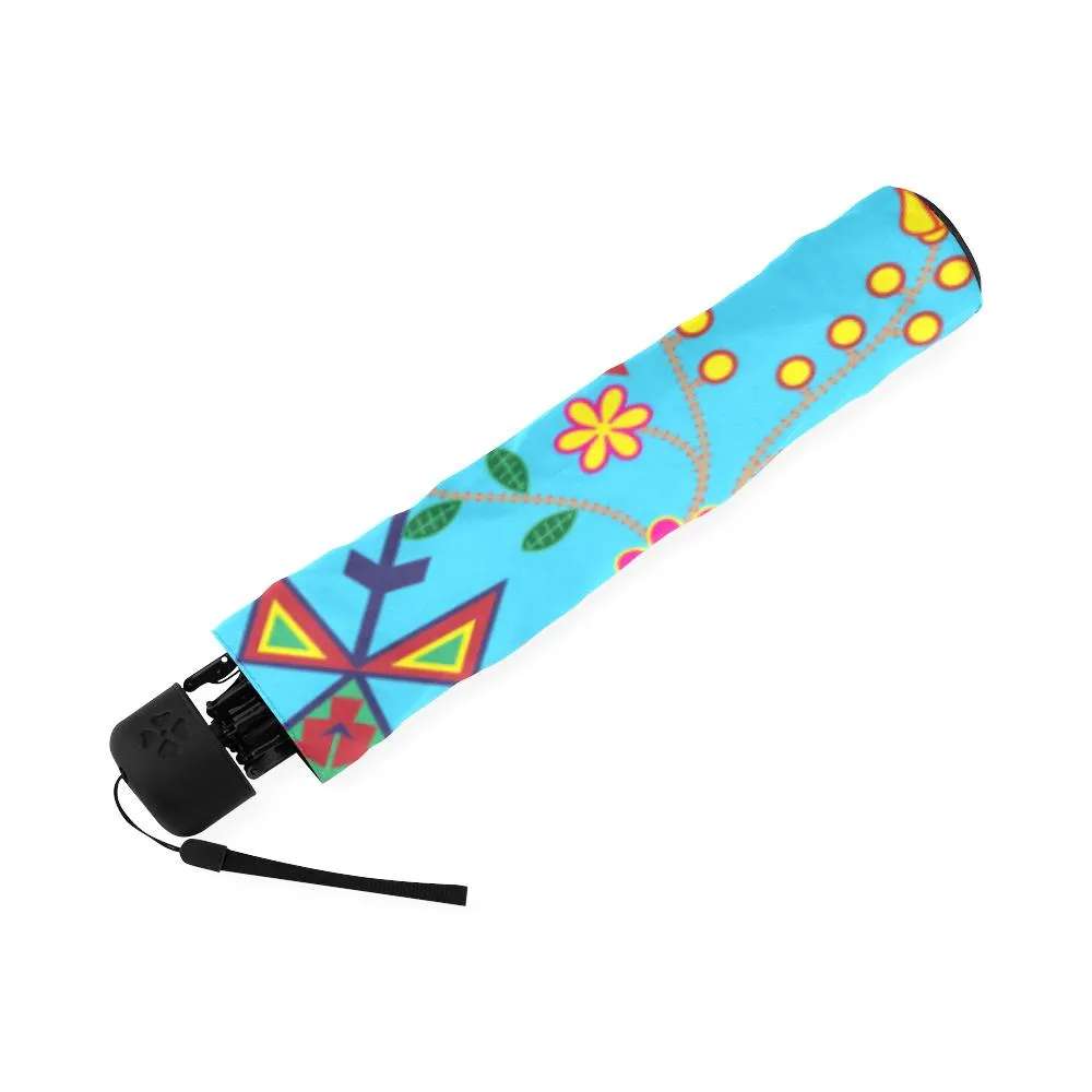 Geometric Floral Spring-SKy Blue Foldable Umbrella