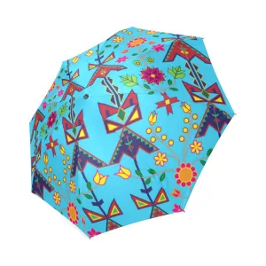 Geometric Floral Spring-SKy Blue Foldable Umbrella