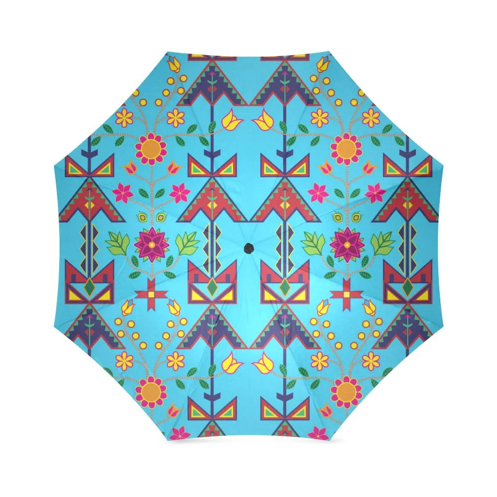 Geometric Floral Spring-SKy Blue Foldable Umbrella