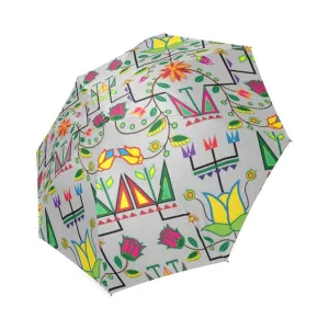 Geometric Floral Summer-Gray Foldable Umbrella