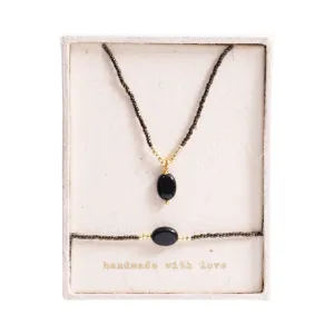 Geschenkset Confidence Schwarzer Onyx Vergoldet