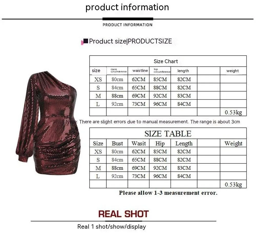 Glamorous One-Shoulder Sequin Mini Dress