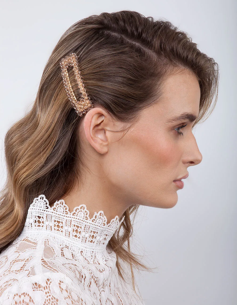 Gold Glass Bead Hair Clip