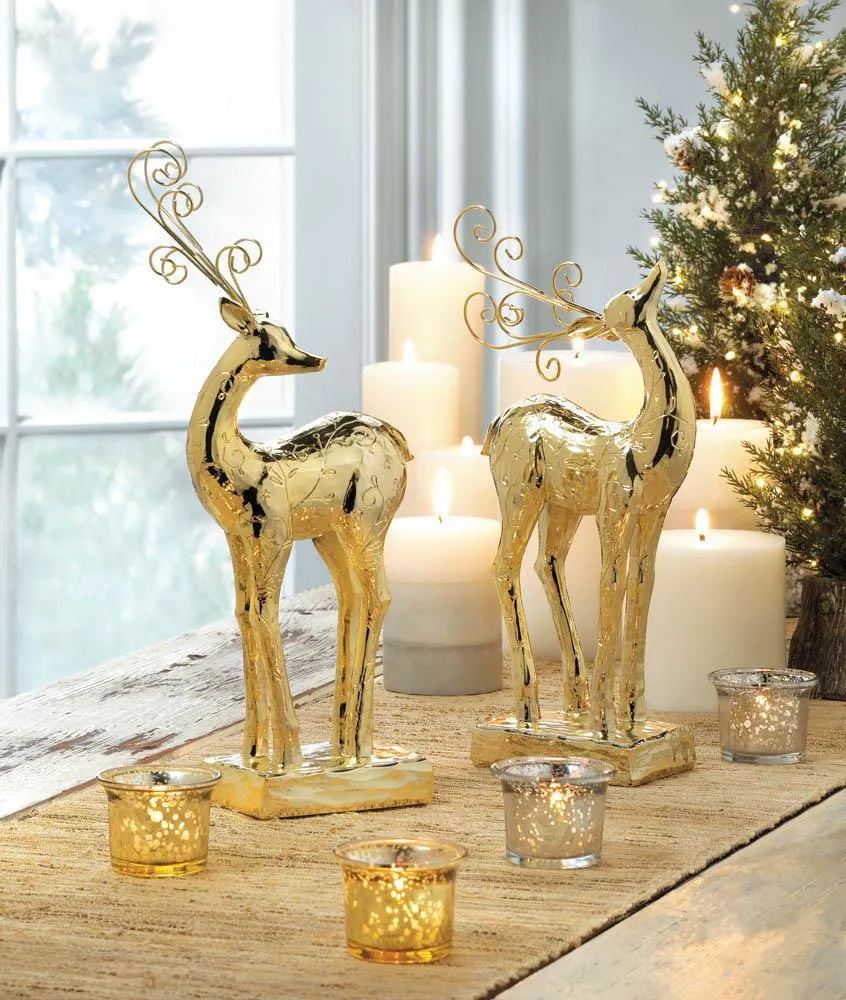 Golden Dancer Reindeer Statue
