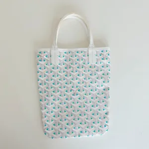 Goyard White and Blue Goyardine Canvas & Chevroches Calfskin Poitiers Claire-Voie Bag