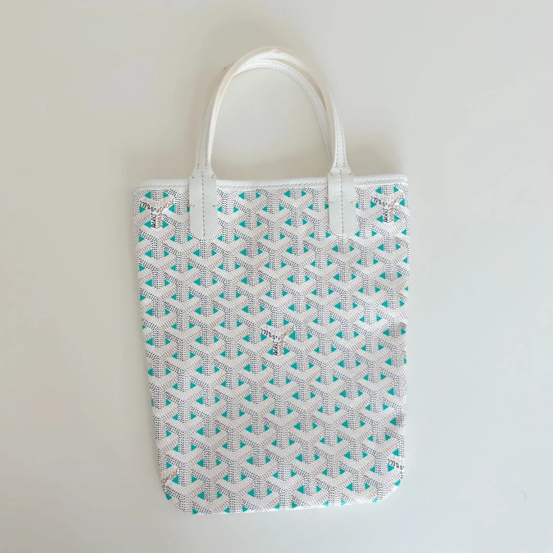 Goyard White and Blue Goyardine Canvas & Chevroches Calfskin Poitiers Claire-Voie Bag