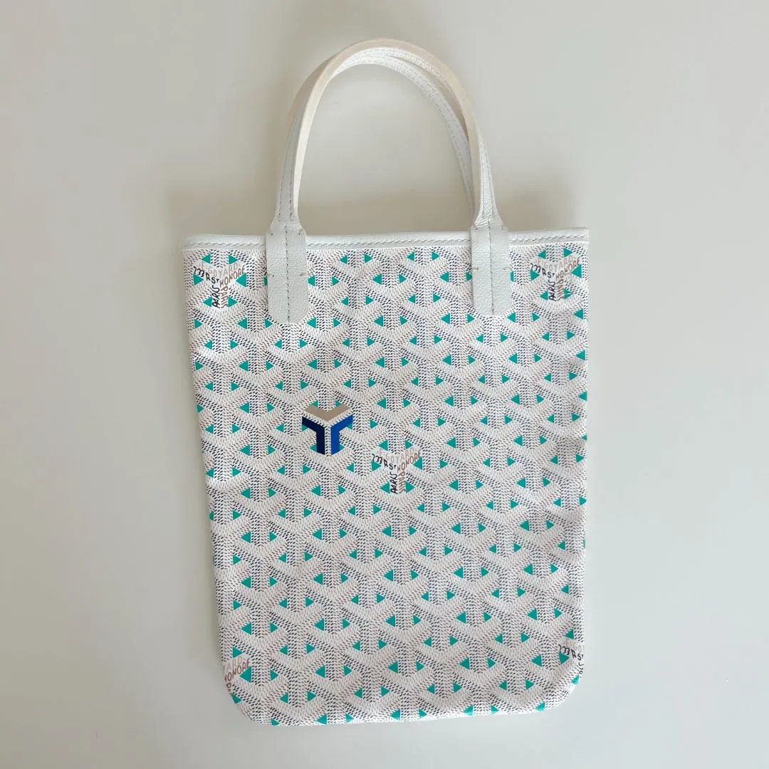 Goyard White and Blue Goyardine Canvas & Chevroches Calfskin Poitiers Claire-Voie Bag