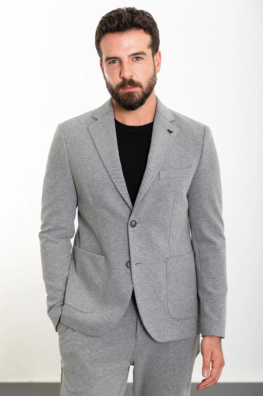 Gray Slim Fit Notch Lapel 2 Piece Suit for Men | GentWith