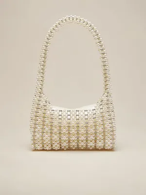 Handmade Pearl Beaded Clutch HandleBag