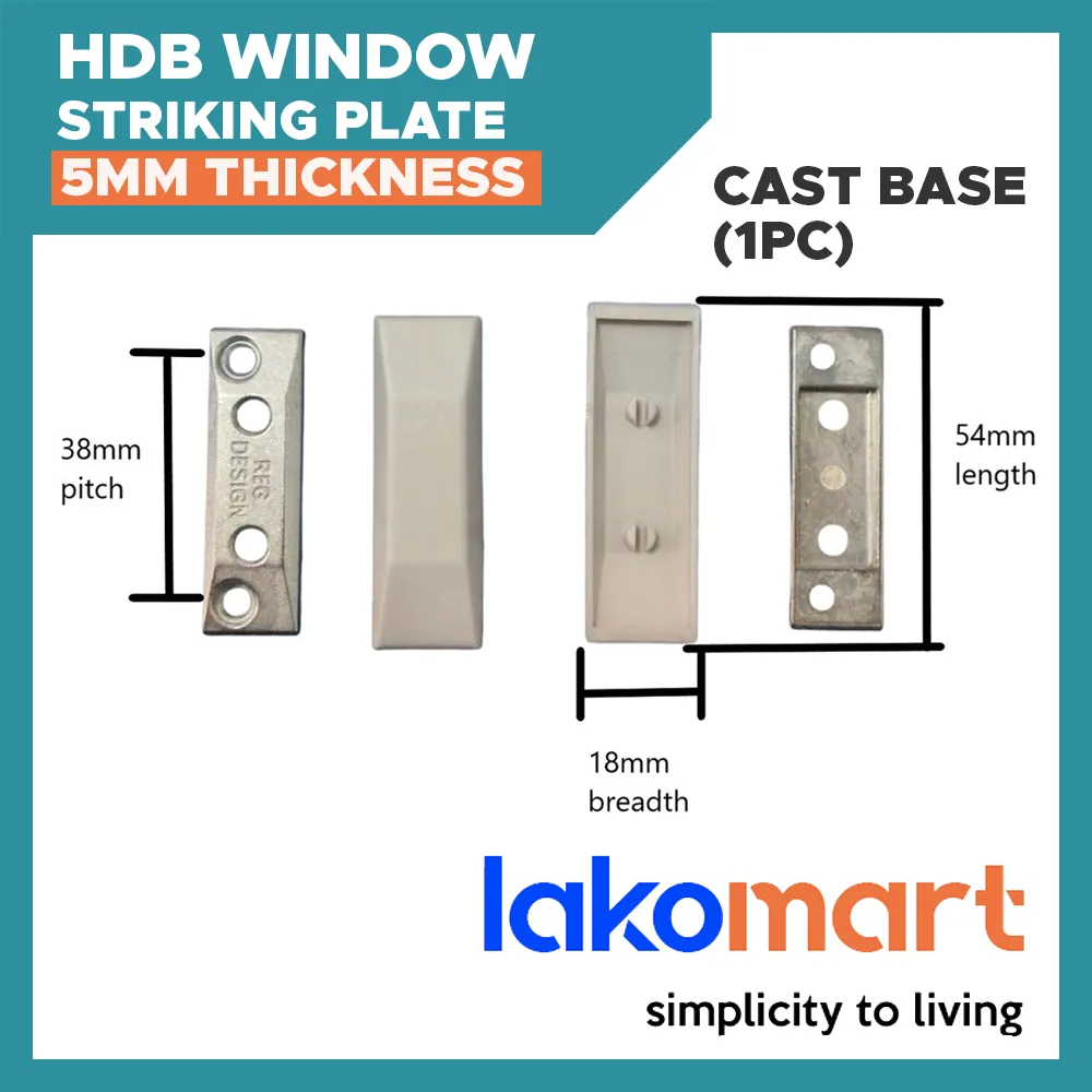 HDB Aluminium Casement Window Plastic Striking Plate Handle Stopper (Thickness: 4/ 5/ 6mm)