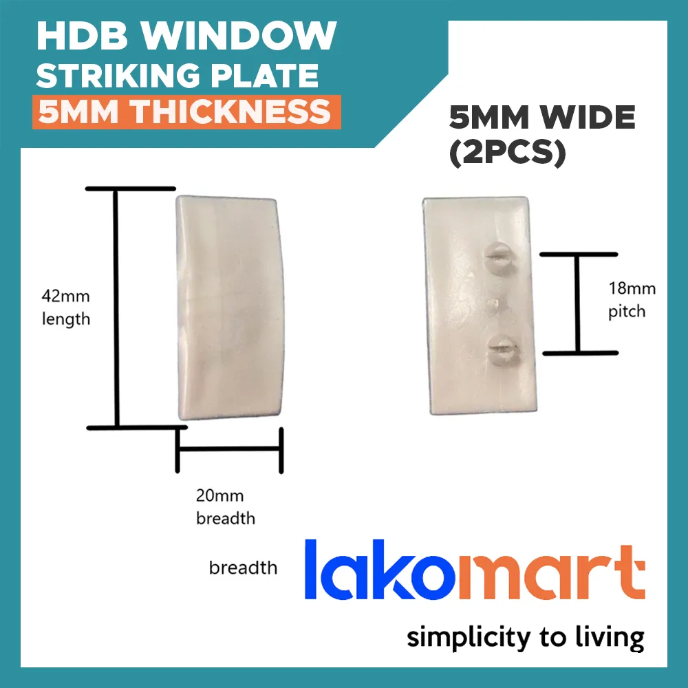 HDB Aluminium Casement Window Plastic Striking Plate Handle Stopper (Thickness: 4/ 5/ 6mm)