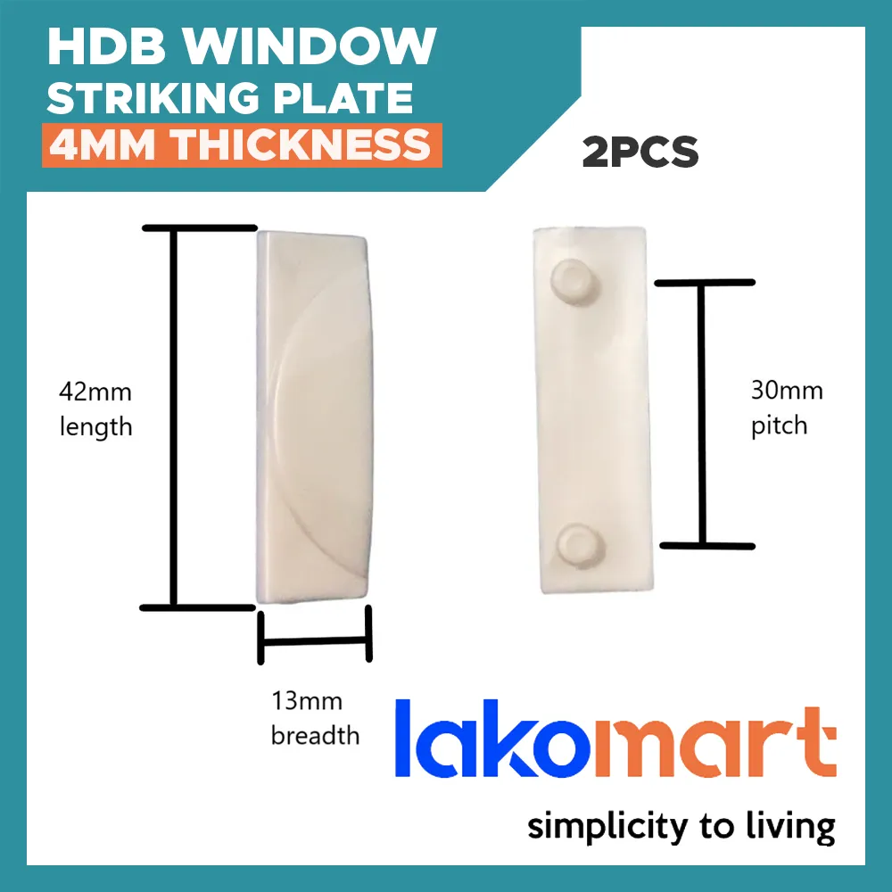 HDB Aluminium Casement Window Plastic Striking Plate Handle Stopper (Thickness: 4/ 5/ 6mm)