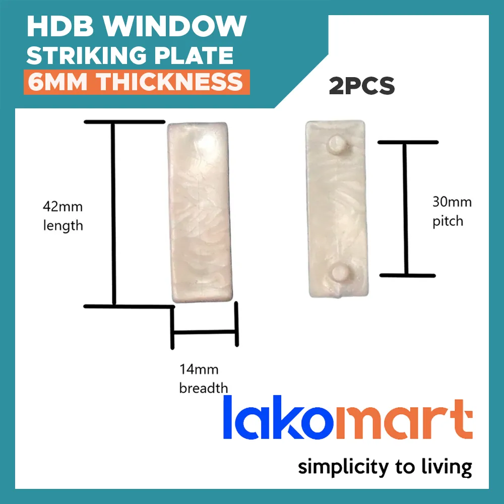 HDB Aluminium Casement Window Plastic Striking Plate Handle Stopper (Thickness: 4/ 5/ 6mm)