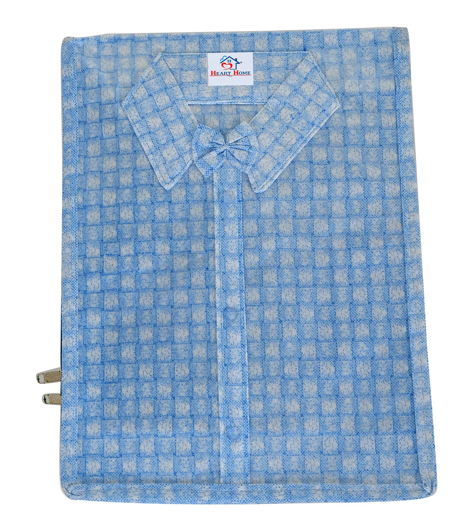 Heart Home Check Design Laminated PVC Transaparent Shirt Cover Bag (Blue)-HS_38_HEARTH21285