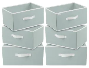Heart Home Kuber Industries Rectangular Flodable Storage Box|Drawer Storage and Cloth Organizer|Storage Box For Toys|Storage Box Gor Clothes|Pack of 6 (Grey, Plastic)