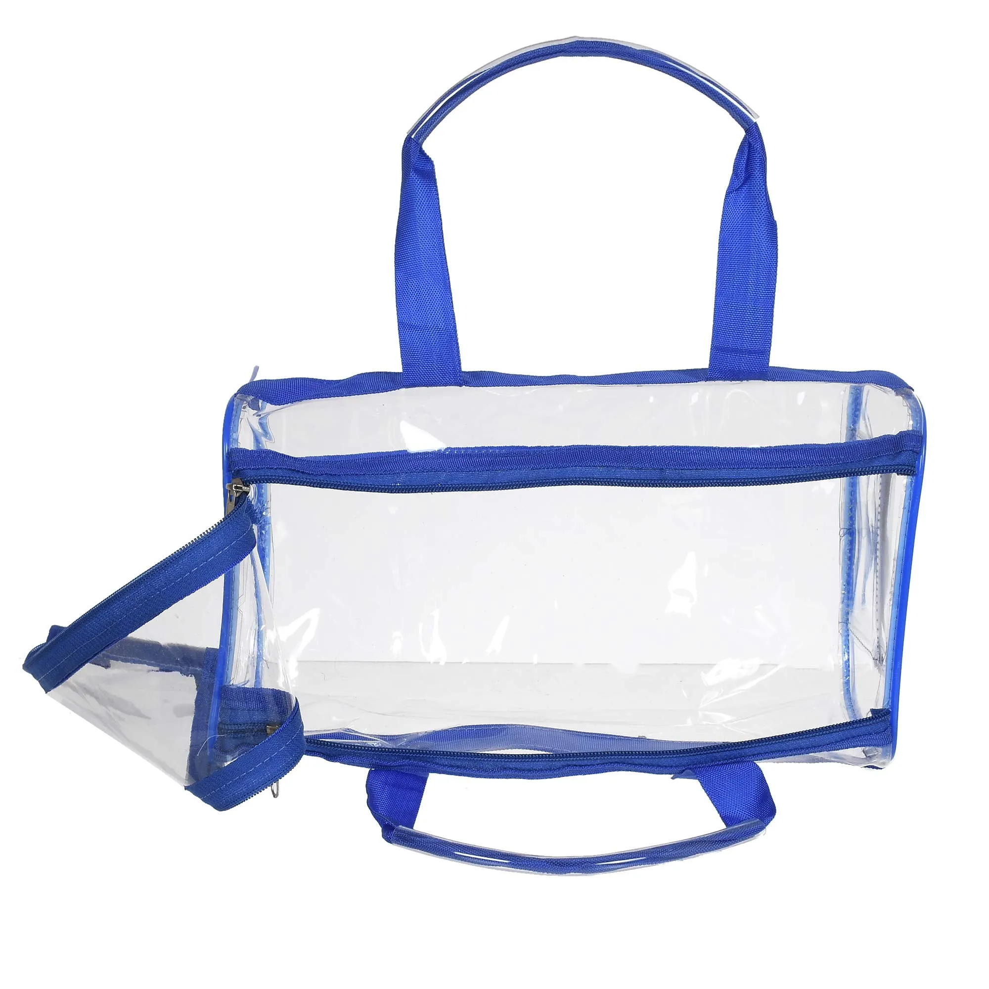 Heart Home Large Size Clear PVC Travel Toiletry Bag Handbag Beach Tote Bag Organizer for Men and Women-Set of 2 (Blue) (F_26_HEARTH017043)