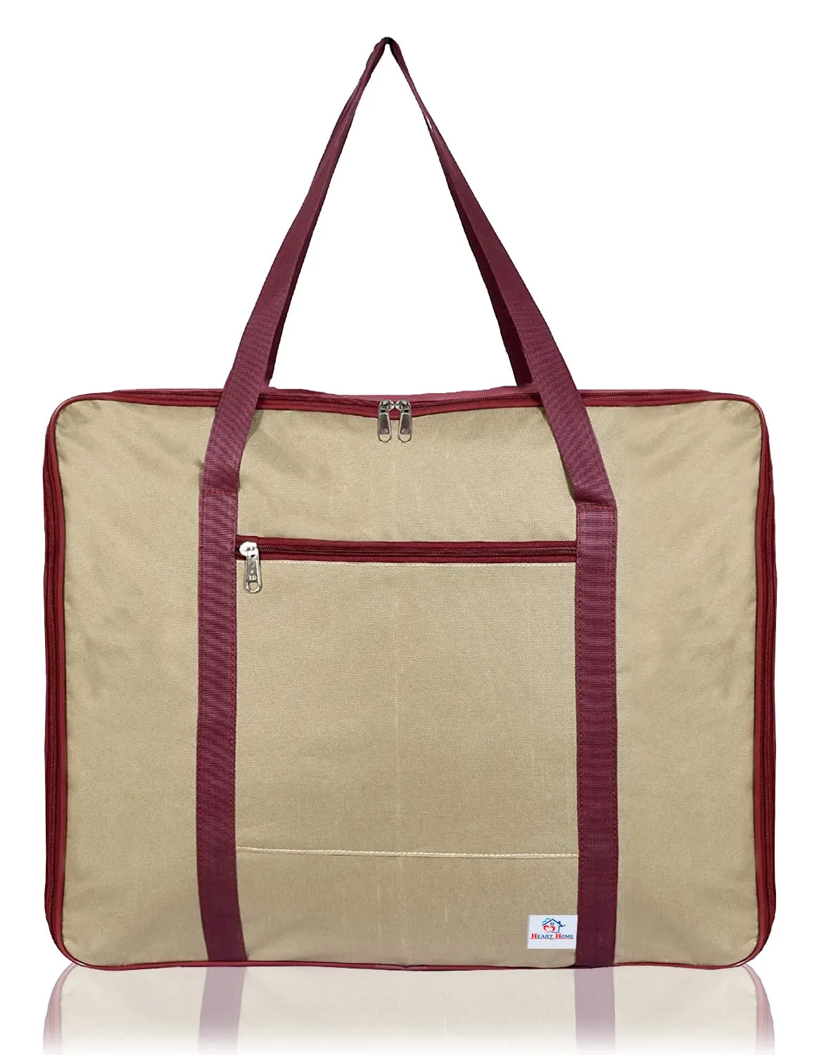 Heart Home Moisture Proof Wardrobe Organizer Storage Bag For Clothes With Zipper Closure and Handle- Pack of 2 (Brown & Maroon)-HS43HEARTH26667