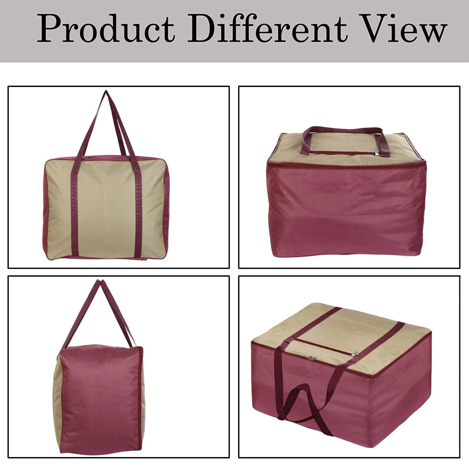 Heart Home Moisture Proof Wardrobe Organizer Storage Bag For Clothes With Zipper Closure and Handle- Pack of 2 (Brown & Maroon)-HS43HEARTH26667