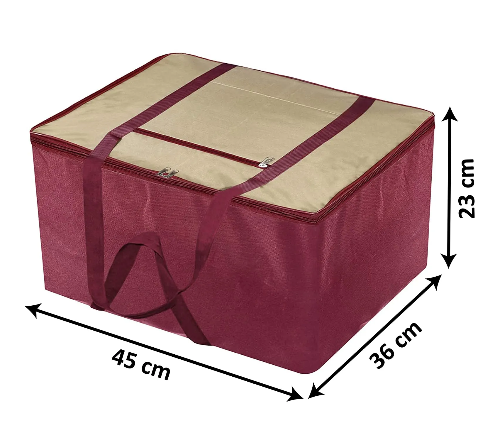 Heart Home Moisture Proof Wardrobe Organizer Storage Bag For Clothes With Zipper Closure and Handle- Pack of 2 (Brown & Maroon)-HS43HEARTH26667