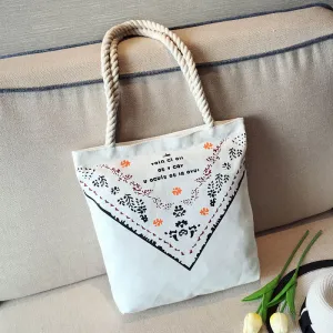 Hemp rope white canvas bag