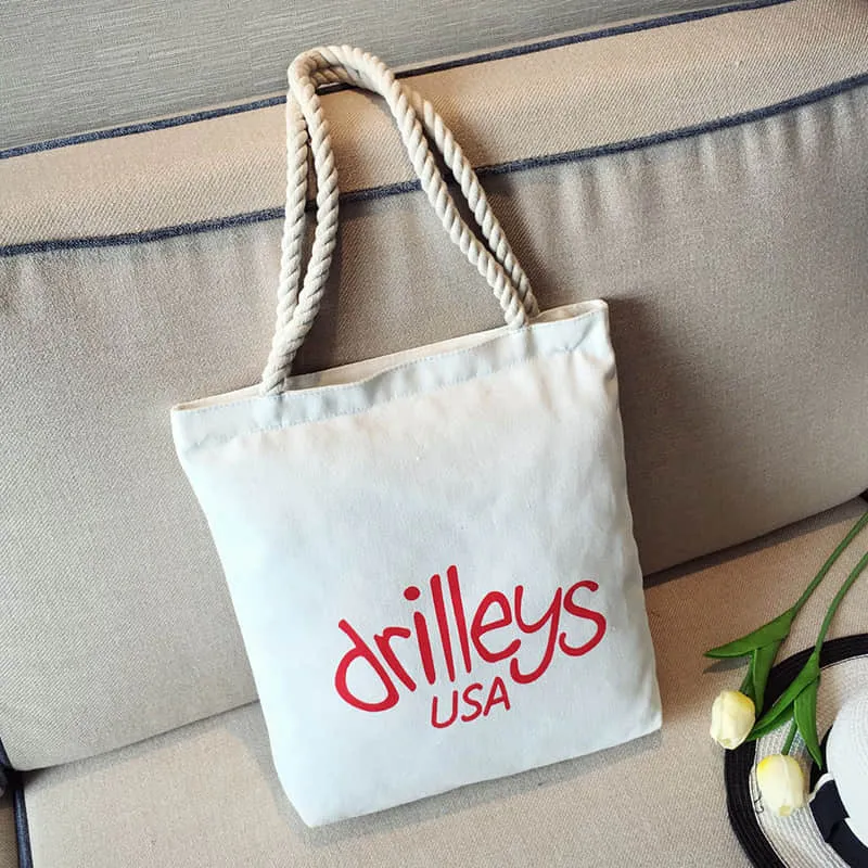 Hemp rope white canvas bag