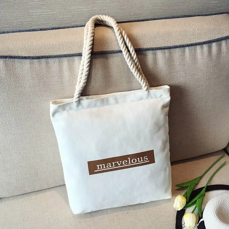 Hemp rope white canvas bag