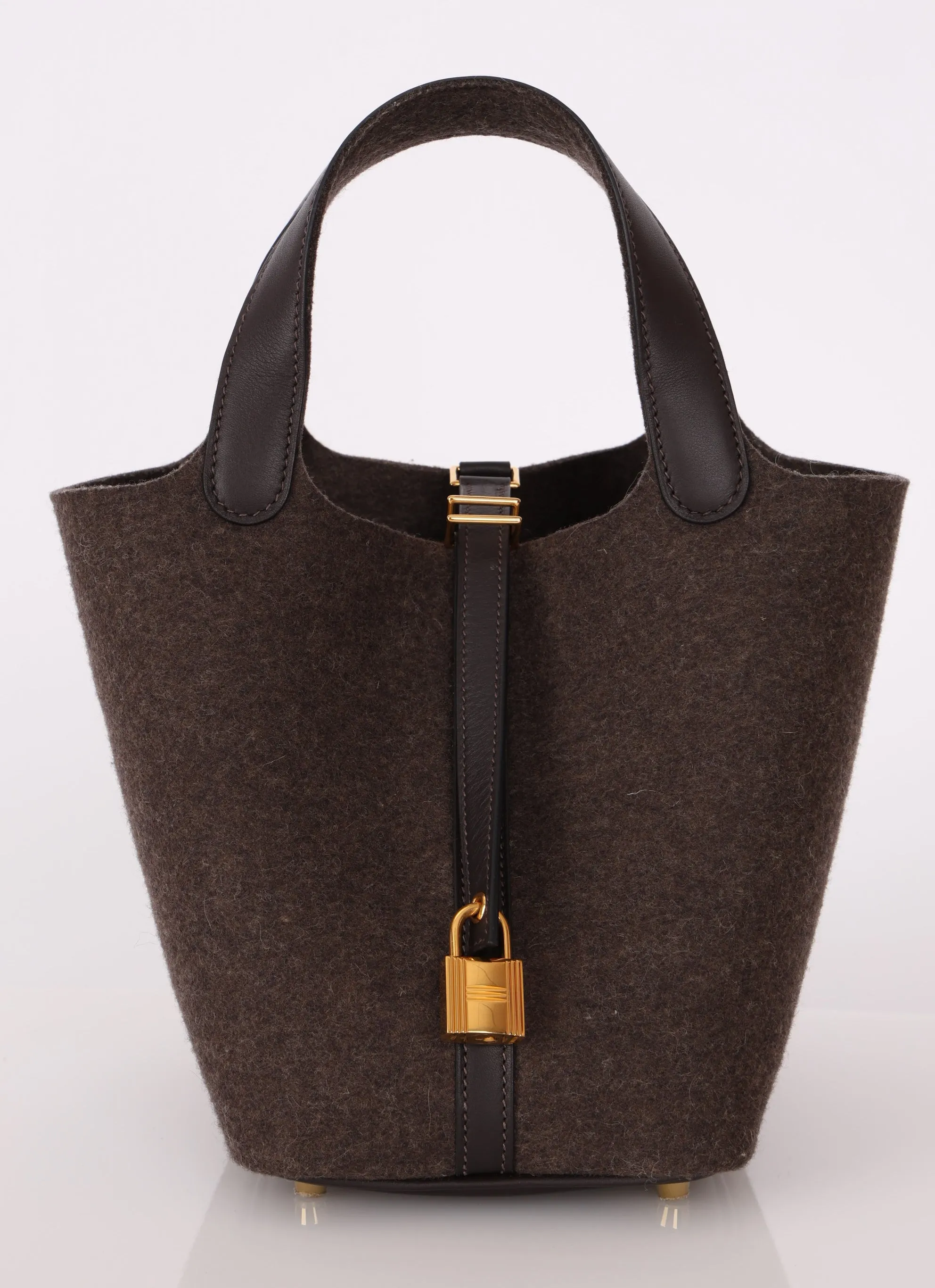 Hermès Wool Chocolate Picotin 18 GHW