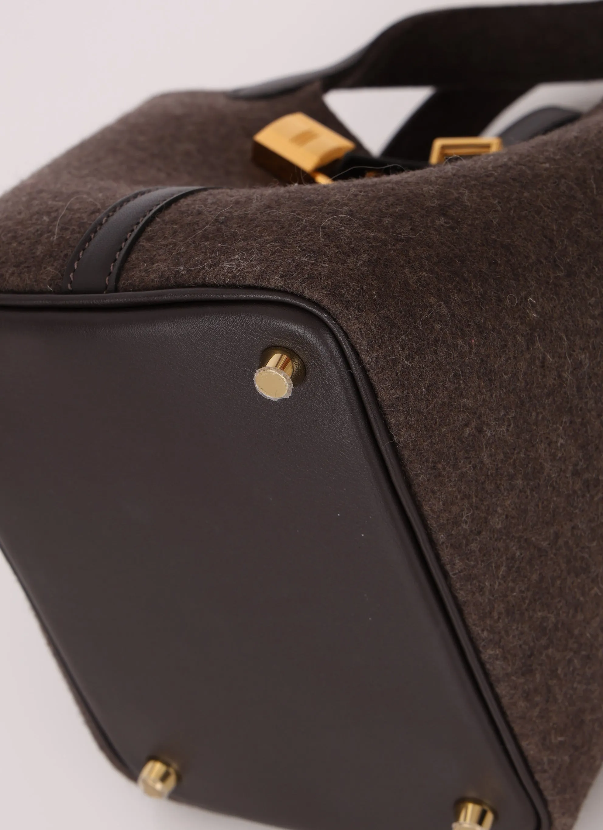 Hermès Wool Chocolate Picotin 18 GHW