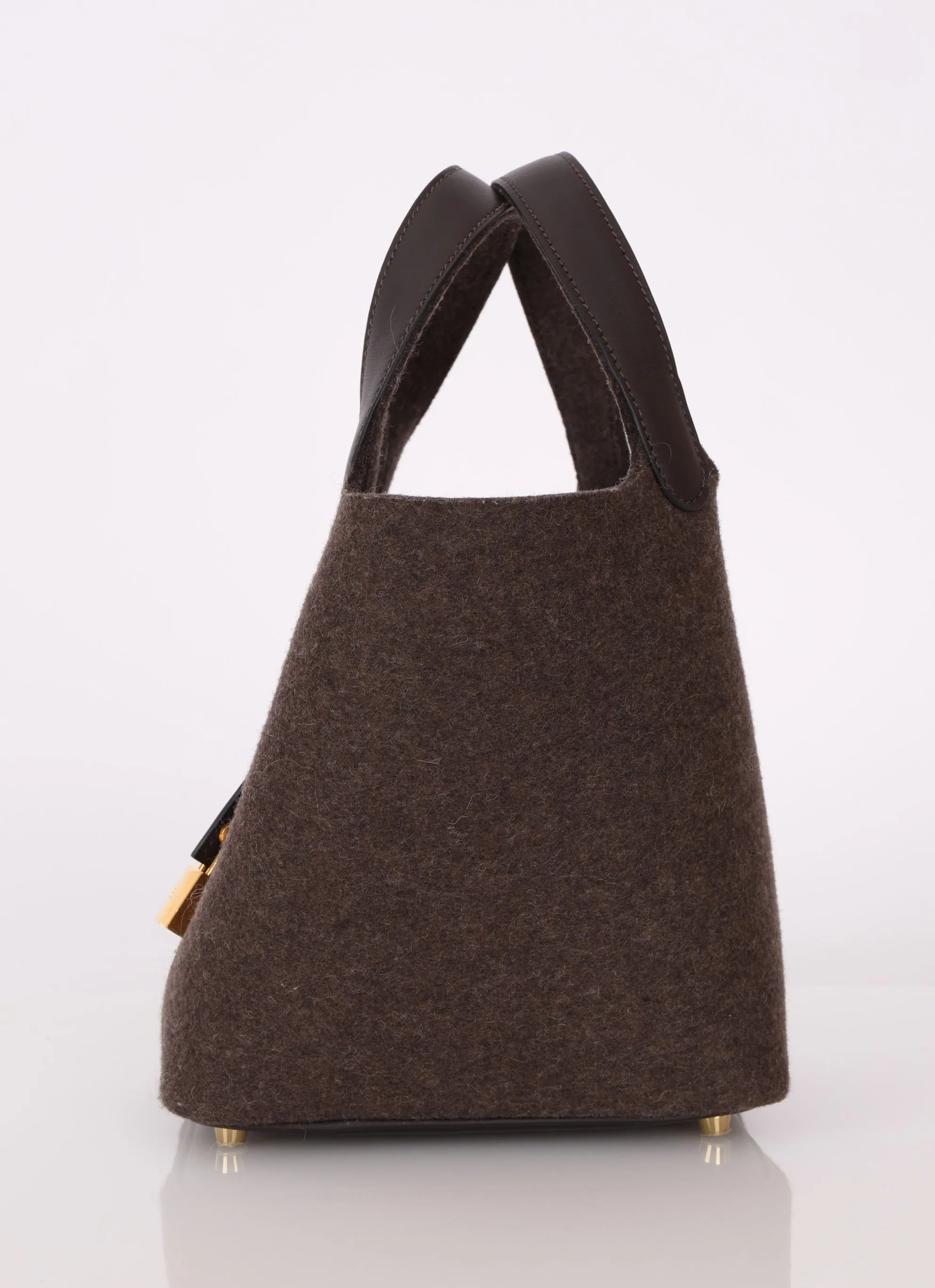 Hermès Wool Chocolate Picotin 18 GHW