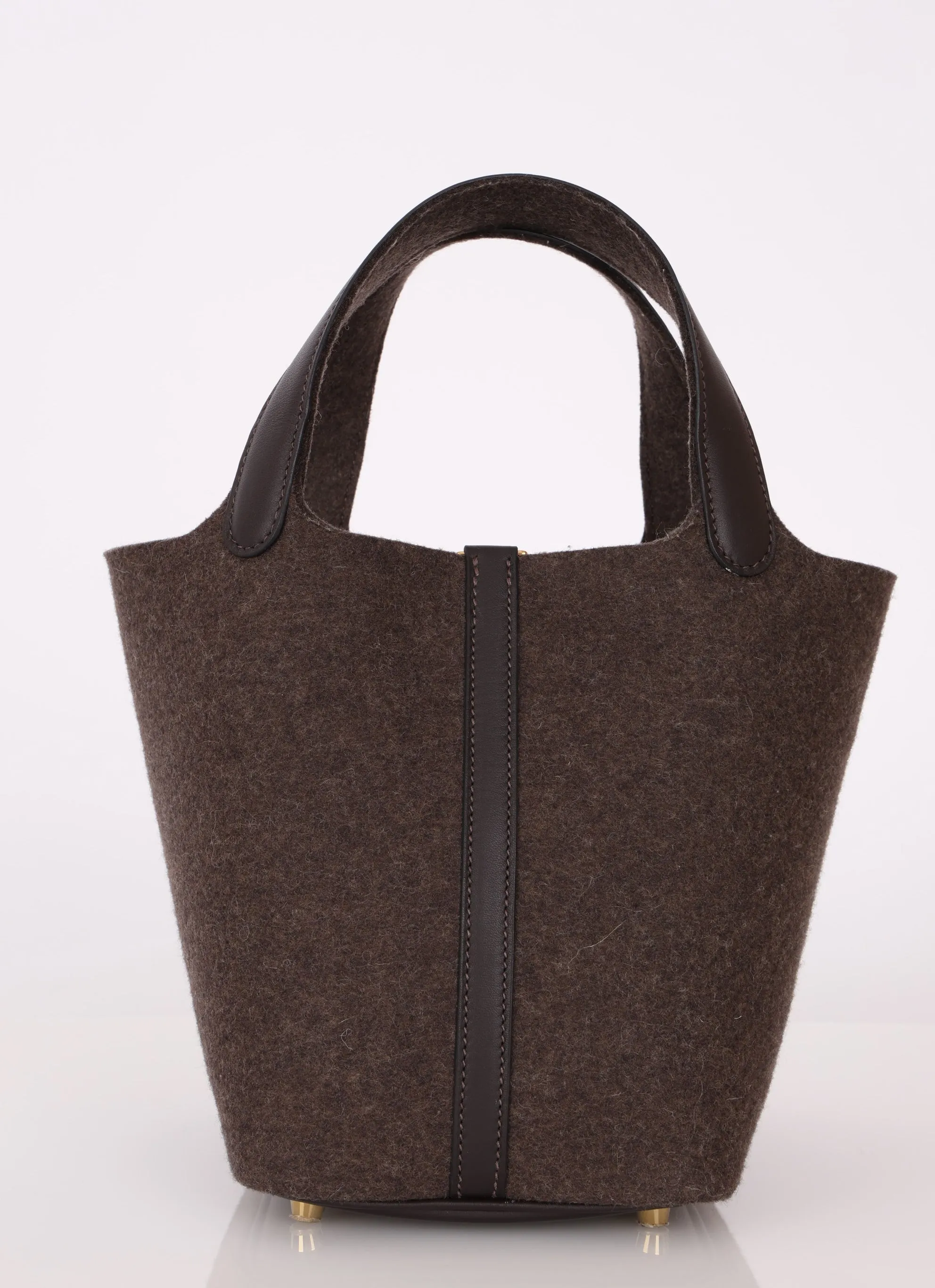 Hermès Wool Chocolate Picotin 18 GHW