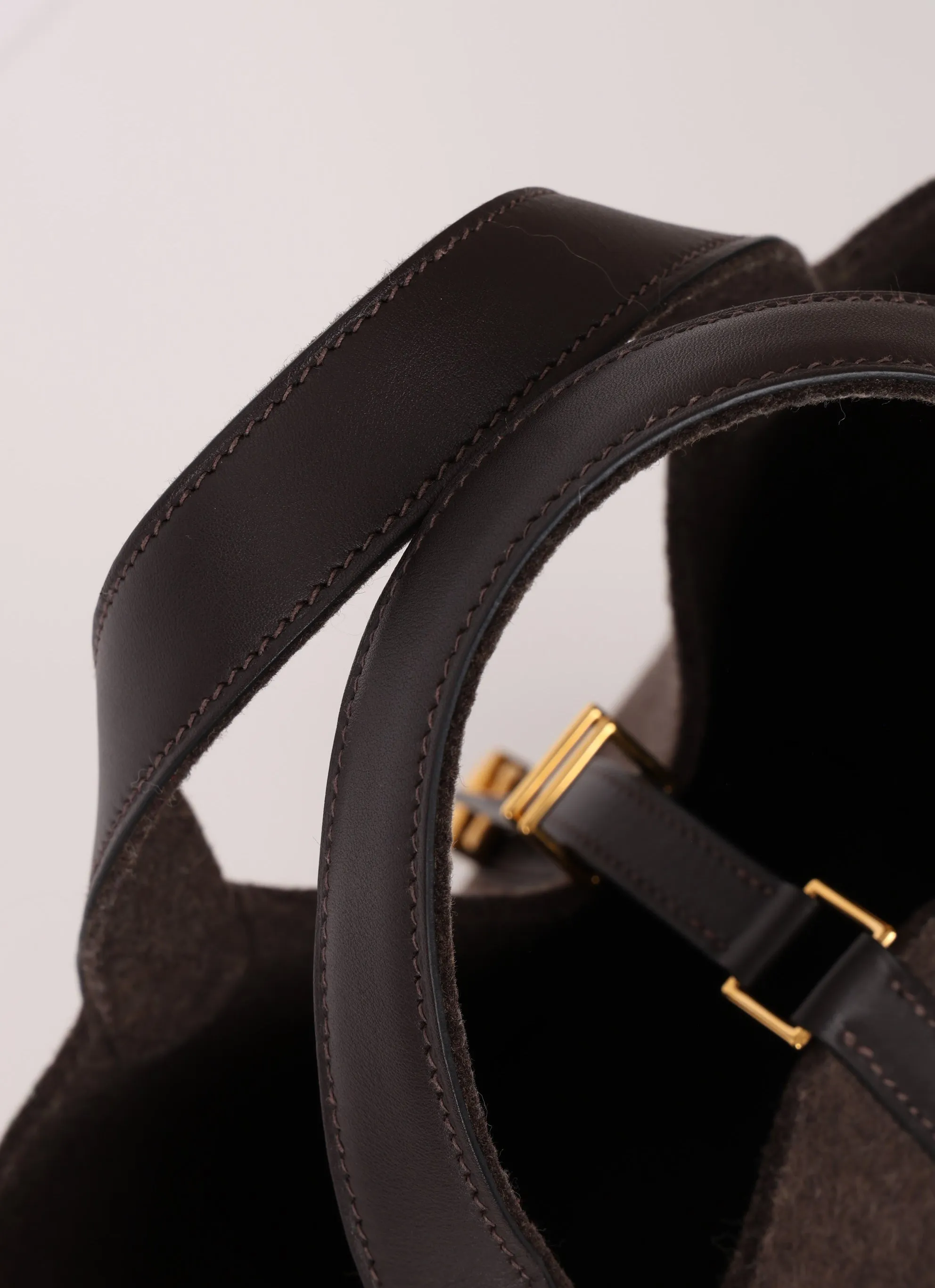Hermès Wool Chocolate Picotin 18 GHW