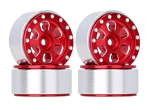 Hobby Details 1.0" CNC Aluminum Beadlock Wheels, TRX-4M (Red)(4)